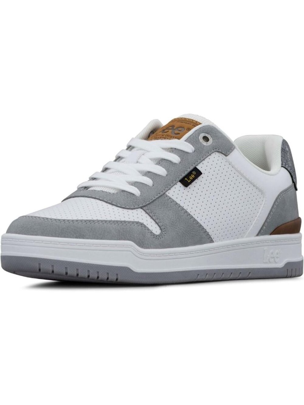 Lee Men's White Dark Grey Moc Toe Imported Lace Up Specter Court Sneakers Shoes